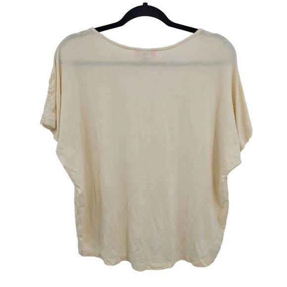 Vintage 80s Lace L Vanilla See Through Front Stretch High-low Jersey Knit Back - Picture 3 of 13